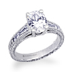 Custom Baguette and Filigree Engagement Ring: 