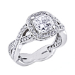 Custom Braided Pavé Halo Engagement Ring: Cushion cut
braided engagement ring 
halo engagement ring