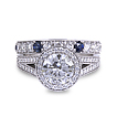 Custom Milgrained Split-Shank Halo Wedding Set: 