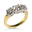 3-Stone Classic 18K 2-Tone Anniversary Ring: past,present,future,three stone ring,ring,engagement,anniversary,weeding ring,engagement rin,engagement rings,diamond engagement rings