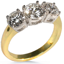 3-Stone Classic 18K 2-Tone Anniversary Ring: (/images/Items/41.jpg) past,present,future,three stone ring,ring,engagement,anniversary,weeding ring,engagement rin,engagement rings,diamond engagement rings